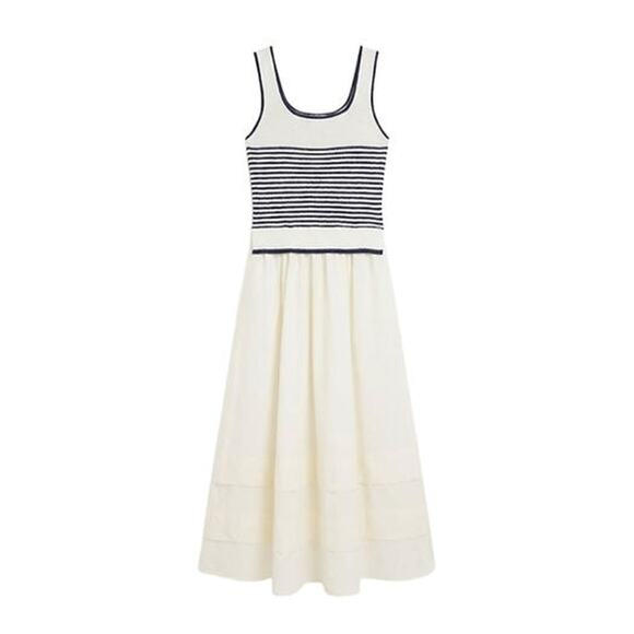 MOON RIVER Cream Striped Midi Dress Size XS NWT Retail $124 Tuckernuck - Picture 6 of 6